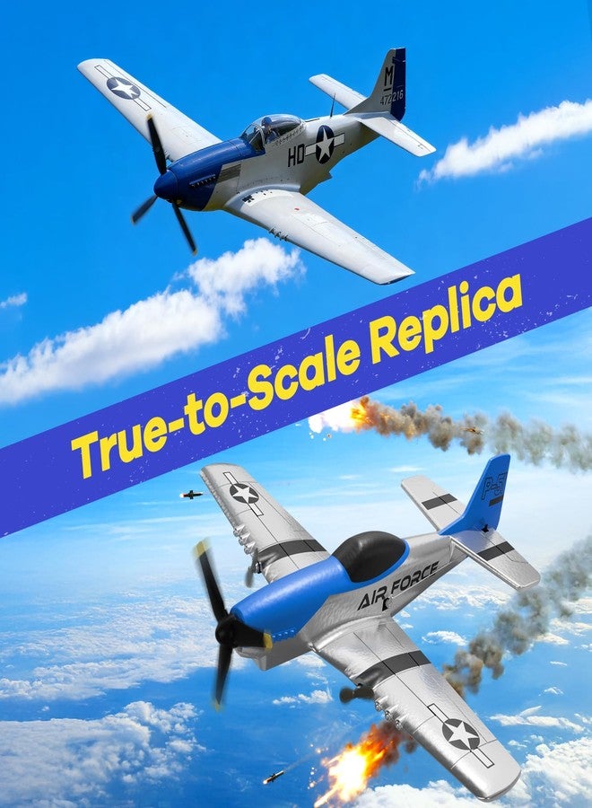 AIGIMU RC Airplane, 2.4GHz RC Plane for Kids Beginners Boys, 3CH Remote Control Airplane with 6-axis Gyro P51 Remote Control Plane - Image 2